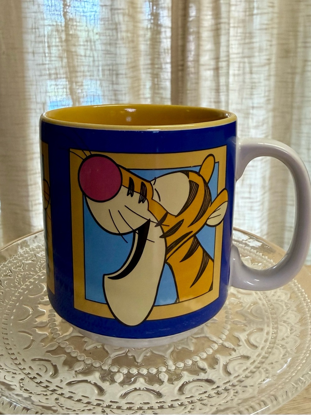Vintage 1990’s Disney Tigger Ceramic Mug Many Faces of Tigger